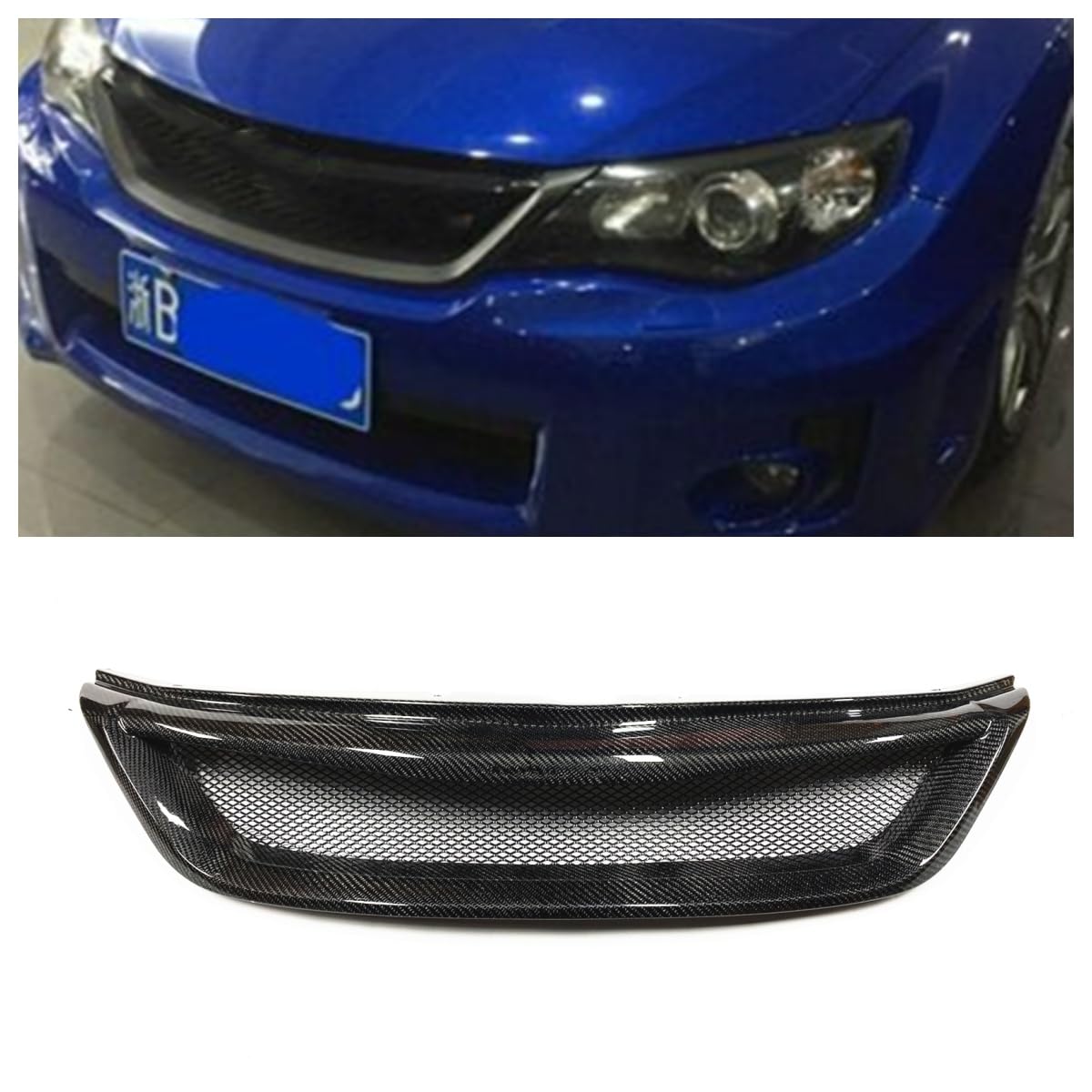 フロントバンパーグリル スバル インプレッサ 2011 2012-2014 WRX STI カーボンファイバー用