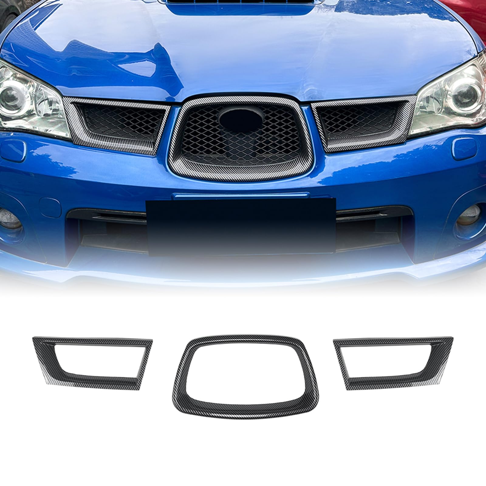 スバル インプレッサ WRX STI 9th 2006-2007 用フロントグリルフレームトリム ブラック