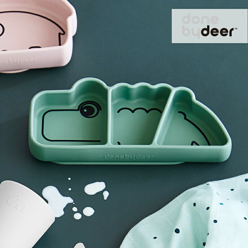 【レビュー特典！クロスプレゼント】Done by Deer/シリコン スナック プレート クロコ グリーン ダンバイディア 北欧 ベビー キッズ シンプル おしゃれ ひっくり返らない 吸盤付 動かない お食事 食育 ダンバイディアー 1709353のサムネイル