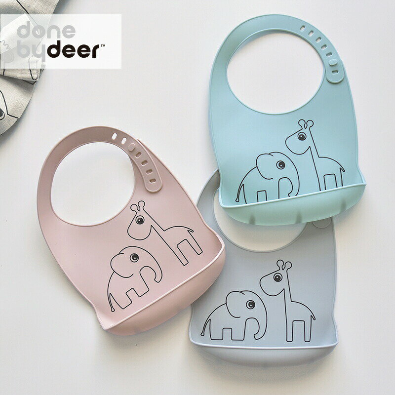 【レビュー特典！クロスプレゼント】Done by Deer/シリコン ビブ ディアフレンズ Silicone bib Deer friends ダンバイディア 赤ちゃん用品 ベビー 食器 お食事 エプロン スタイ シリコン 北欧 シンプル おしゃれ クリックポストのサムネイル