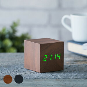 Gingko/キューブクリッククロック Cube Click Clock ギンコー 置き時計 目覚まし時計 ウォルナット ブラック