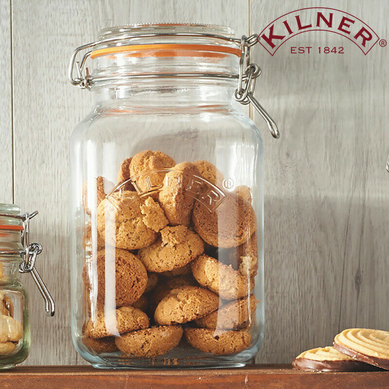 KILNER/SQUARE CLIP TOP JAR 1.5L スクエアクリップ トップジャー キルナー 保存容器 ガラス キャニスター 瓶 ガラス製 インテリア キッチン 台所 調理器具 保存瓶 ガラス容器 グラスジャー 果実酒 ジャム ピクルス 密封びん