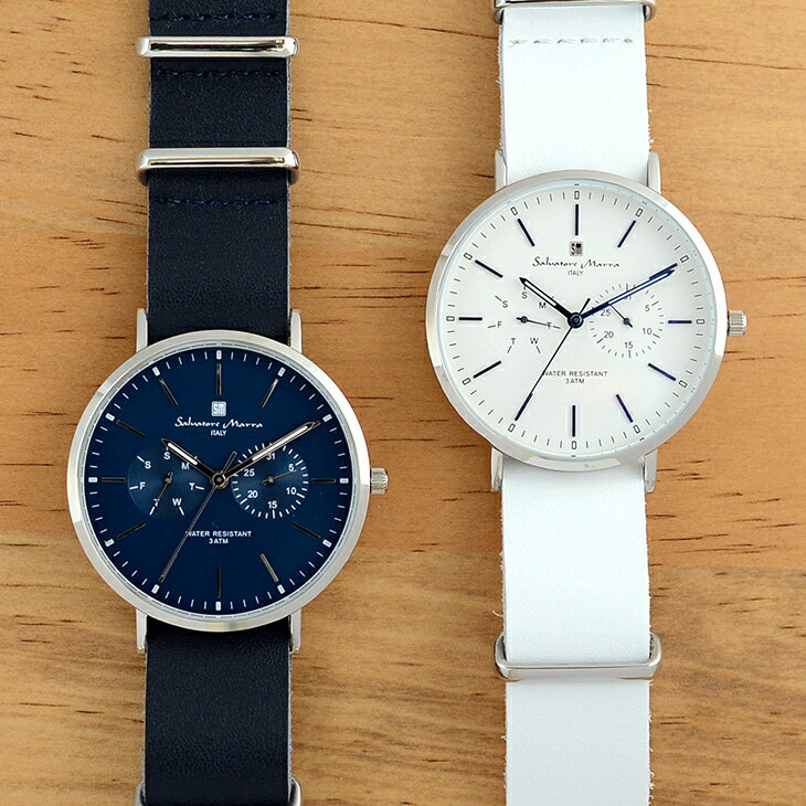 無料特典付き 国内正規品 サルバトーレマーラ 時計 ペアウォッチ シルバー ネイビー/ホワイトレザー SM15117-SSNVSVSM15117-SSWHBL ビジネス 男女 ペアセット カップル 時計 誕生日 ギフト ランキング お祝い
