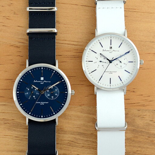 無料特典付き 国内正規品 サルバトーレマーラ 時計 ペアウォッチ シルバー ネイビー/ホワイトレザー SM15117-SSNVSVSM15117-SSWHBL ビジネス 男女 ペアセット カップル 時計 誕生日 ギフト ランキング お祝い