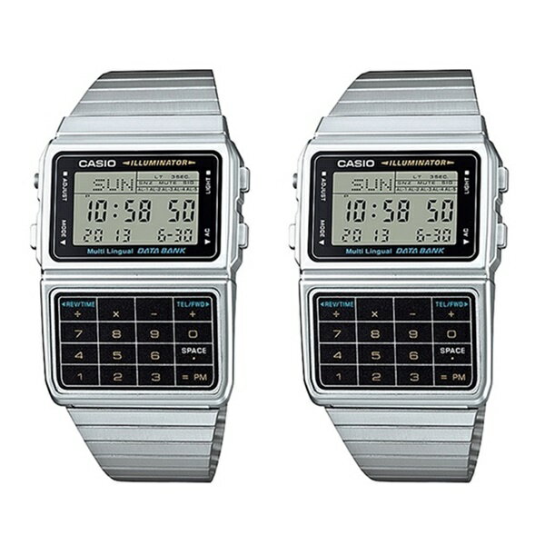 【時計＆アクセ収納ケース付き！】カシオ 腕時計 手表 レトロなペアウォッチ データバンク シルバー デジタル 男女兼用 同じサイズ おそろ DBC-611-1DBC-611-1 クリスマスプレゼント ランキング お祝い