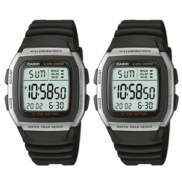 小学生から使える!国内正規品 カシオ お揃い ペアウォッチ 腕時計 手表 見やすい 軽い 防水 チプカシ ライトつき W-96H-1AJHW-96H-1AJH ...