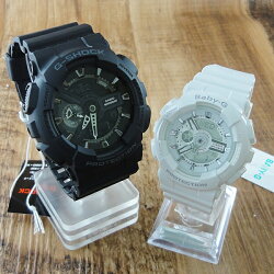 国内正規品カシオGショック×ベビーGペアウォッチブラックホワイトGA-110-1BJFBA-110-7A3JF