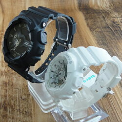 国内正規品カシオGショック×ベビーGペアウォッチブラックホワイトGA-110-1BJFBA-110-7A3JF