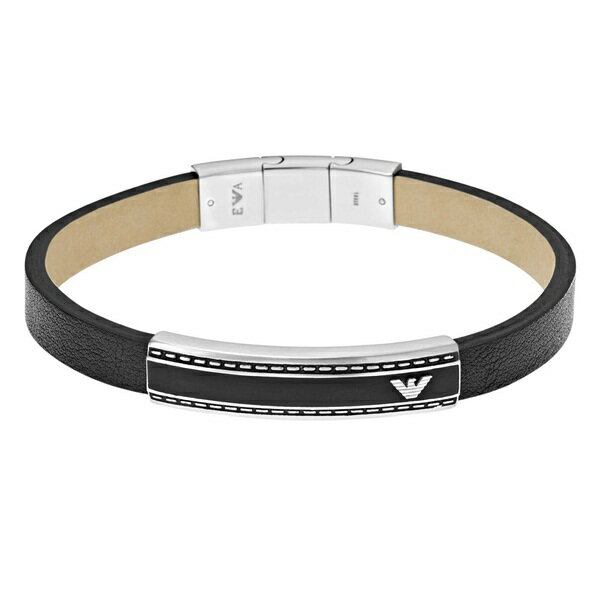 エンポリオアルマーニ ジュエリー ファッション アクセサリー BRACELET ブレスレット ブラック×シルバー レザー EGS1923040 内祝い 父の日 お祝い