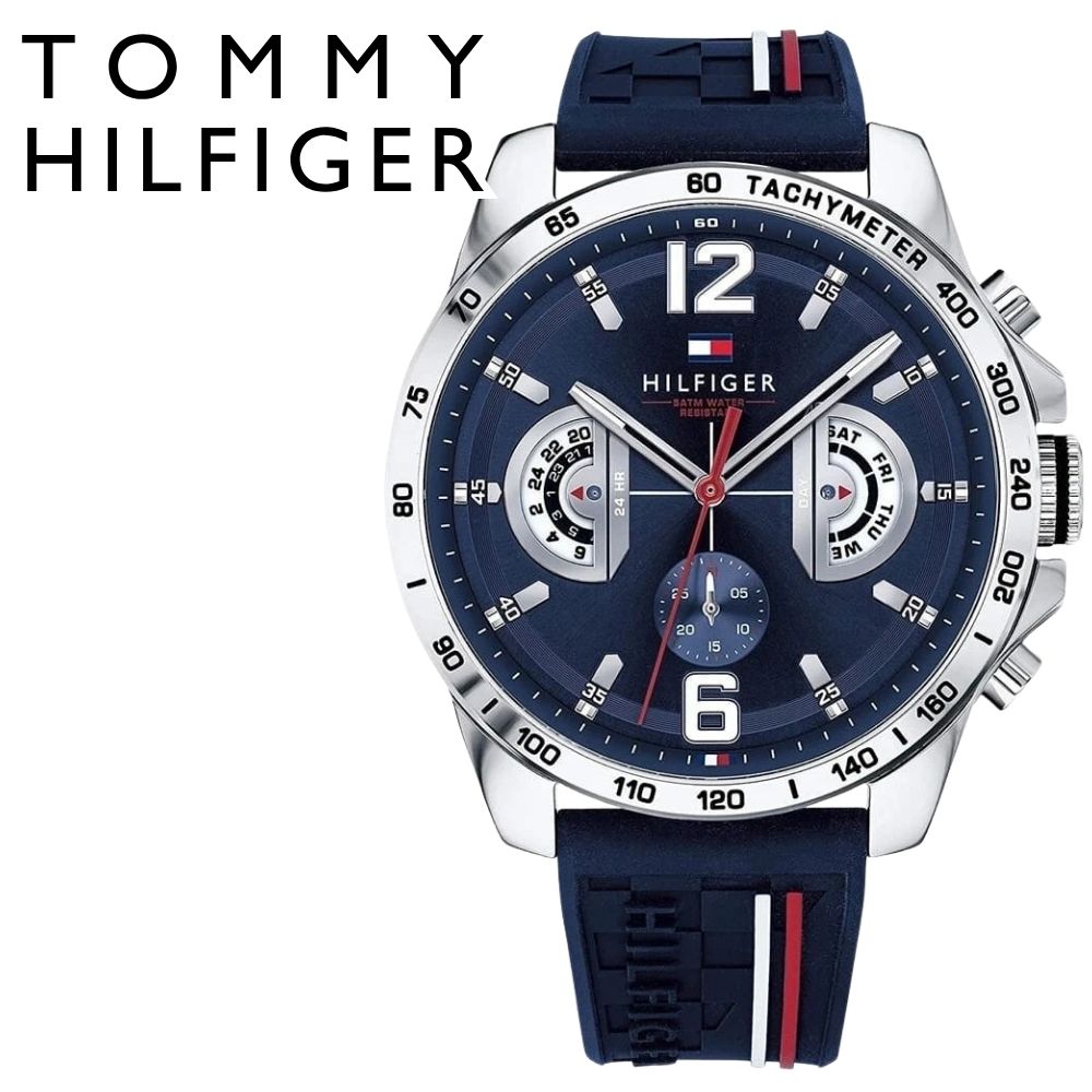 トミーヒルフィガー 腕時計 メンズ DECKER デッカー 46mm ブルー シリコンベルト マルチファンクション 日付表示 30m防水 TOMMY HILFIGER 彼氏 夫 プレゼント ギフト 成人 卒業 入学