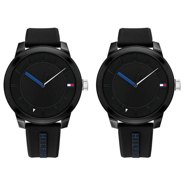 お揃い 同じサイズ 軽い 黒色 プレゼント 男女兼用 ペア ウォッチ 腕時計 メンズ レディース トミーヒルフィガー ブラック シリコン ラバー クリスマス プレゼント