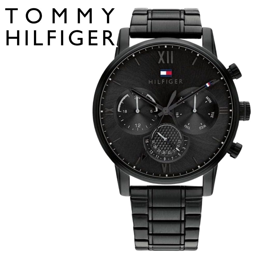 トミーヒルフィガー 腕時計 メンズ 44mm ブラック メタルベルト マルチファンクション 日付表示 50m防水 TOMMY HILFIGER 男性 彼氏 夫 プレゼント ギフト 成人 卒業 入学