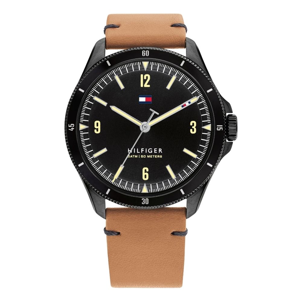 ペアウォッチ 腕時計 ノップルのトミーヒルフィガー 腕時計 メンズ 42mm ブラック ブラウン レザー 革ベルト シンプル TOMMY HILFIGER メンズウォッチ ブランド ビジネス 男性 彼氏 夫 父 プレゼント 就職祝い 結婚記念日 誕生日 成人 卒業 入学｜アングル3