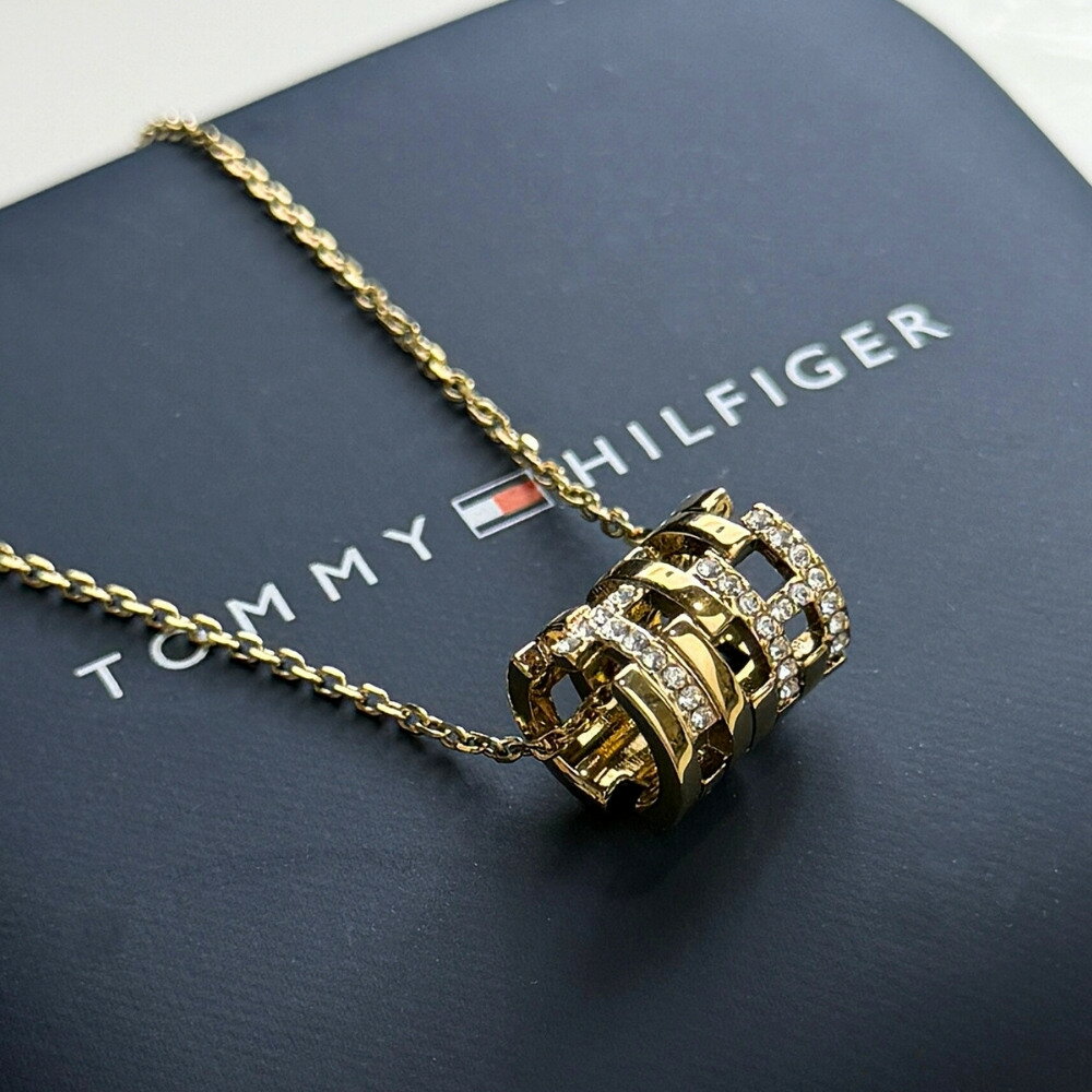 トミーヒルフィガー ネックレス レディース ゴールド ステンレス ラインストーン シンプル 大人かわいい ブランド アクセサリー ペンダント 誕生日 彼女 プレゼント ギフト 女性 Tommy Hilfiger 成人 卒業 入学