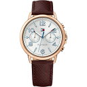 トミーヒルフィガー 腕時計 レディース マルチファクション 39mm シルバー文字盤 ブラウン レザー 1781734 ビジネス 女性 ブランド 時計 誕生日 お祝い クリスマスプレゼント ギフト お洒落