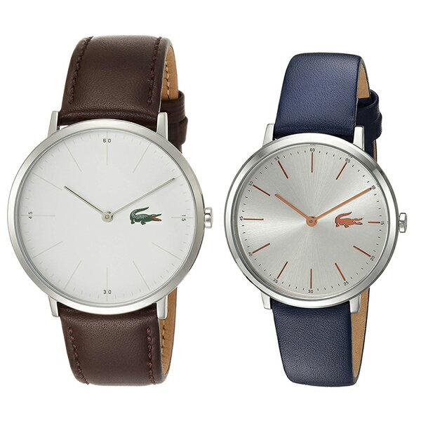 LACOSTE ラコステ 時計 メンズ レディース ペアウォッチ MOON ムーン 40mm 35mm シルバーケース ブラウン ブルー レザー 20108722000986ペアセット カップル 誕生日 ギフト 記念日 内祝い 母の日 お祝い