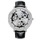 ダヴェナ 時計 メンズ レディース ユニセックス 腕時計 スピンウォッチ スワロフスキー 46mm シルバー ブラック クロコ レザー くるくる回る 回転時計 FORMA 31315-730 SVBK 男女 ブランド 【仕事用】 誕生日 お祝い クリスマスプレゼント ギフト お洒落