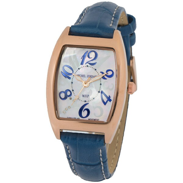 ミッシェルジョルダン ミッシェルジョルダン 時計 レディース 腕時計 ソーラー トノー型ダイヤモンド ローズゴールド×ネイビー 牛革 レザー 大人上品 SL-2100-5時計 記念日 内祝い 父の日 お祝い