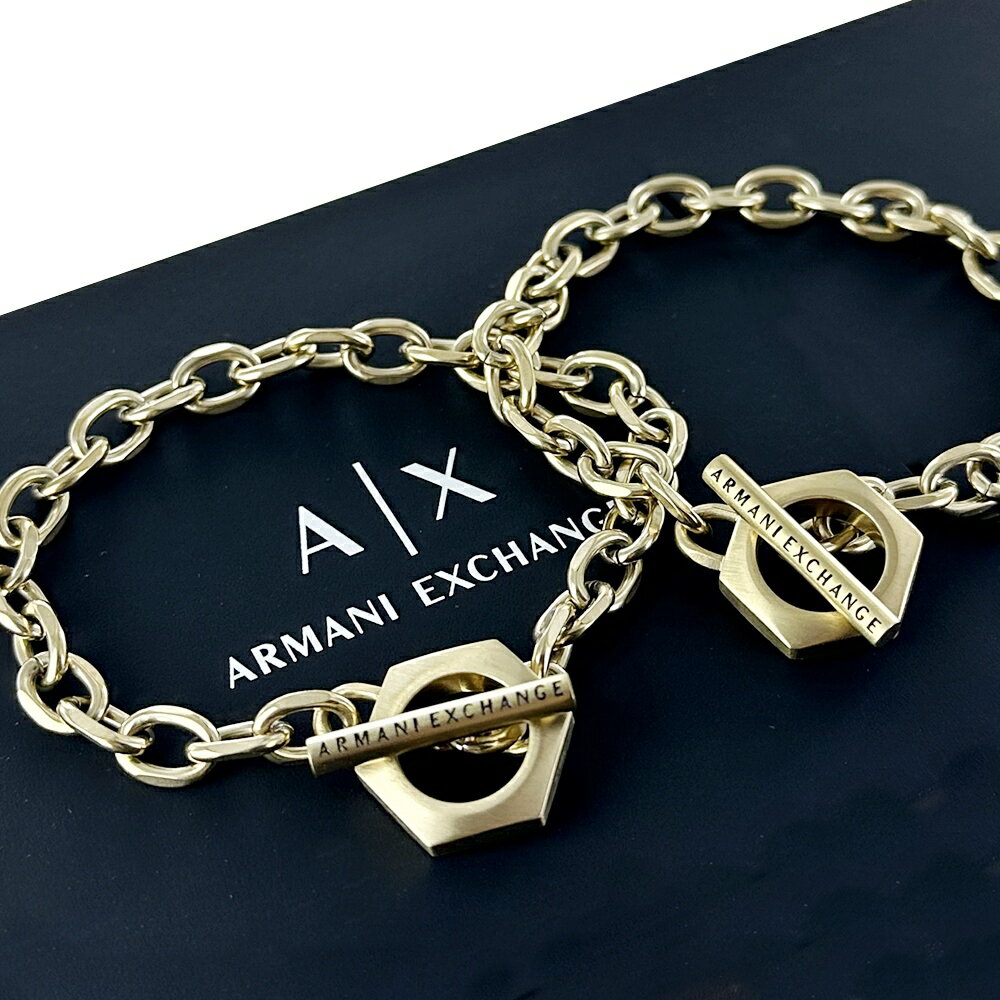 ペアブレスレット お揃い アルマーニエクスチェンジ チェーンブレスレット ゴールド ブランド おしゃれ メンズ レディース カップル 男性 女性 プレゼント ペ...