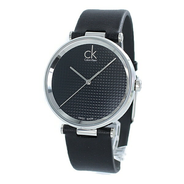 カルバンクライン 腕時計（メンズ） 訳あり BOX無し 収納ケース付き 1本用 カルバンクライン CK メンズ 腕時計 シルバー 黒文字盤 ドット柄 パンチング ブラックレザー スーツ ビジネス K1S21102 内祝い 父の日 お祝い