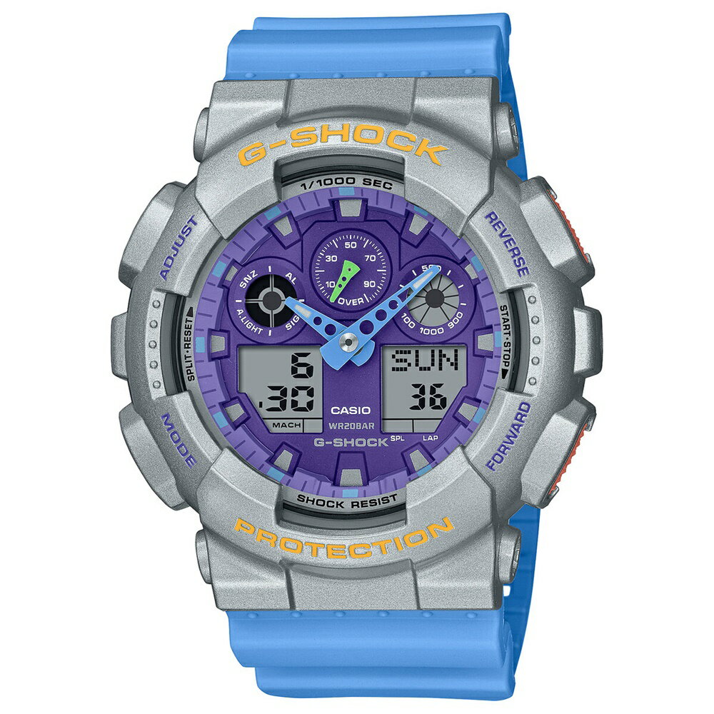 CASIO G-SHOCK カシオ Gショック ビックフェイス 存在感 カッコいい おしゃれ ファッション カジュアル スタイリング メンズ 父の日 腕時計 手表 アナデジ ポップカラー 新色 シルバーメタリック ブルー 学生 学校生活 部活 ランキング お祝い
