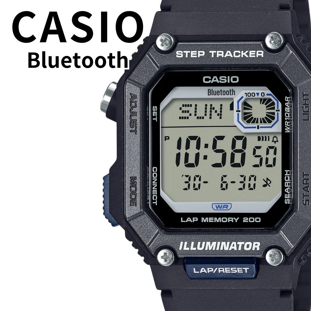 正規品 カシオ 腕時計 メンズ 歩数計 モバイルリンク 軽量 防水 スポーツ ランニング アウトドア 多機能 デジタル 樹脂バンド ブラック 男女兼用 運動 健康管理 誕生日プレゼント ギフト 【&nbsp;Bluetooth対応スマートウォッチ｜ステップトラッカー搭載の多機能デジタルモデル&nbsp;】 毎日の健康管理とスポーツサポートに最適な、カシオの多機能デジタル腕時計「WS-B1000-1AJF」。 Bluetooth通信機能を搭載し、スマートフォンと連携することで歩数データの管理や時刻の自動修正が可能です。ステップトラッカー、ラップメモリー200、アラーム、タイマー、ワールドタイムなど豊富な機能を備え、アクティブなライフスタイルをサポート。 タフな印象を与えるスクエアケースデザインと、軽量かつ耐久性に優れた樹脂バンドは、日常使いからアウトドアまで幅広く対応。10気圧防水仕様で雨や水仕事も安心です。 【注意書き】 ※こちらの商品は時間合わせをせず、入荷したままの状態で発送しております。予めご了承ください。 ■ブランド：CASIO&nbsp;(カシオ) ■クオーツ(電池式)&nbsp; ■電池交換について：量販店の時計売り場や最寄りの腕時計店で可能なモデルです。 ■防水性：10気圧防水 ■主な機能 ・Bluetooth対応（スマートフォン連携） ・ステップトラッカー（歩数計測） ・ラップメモリー200件 ・LEDライト（ILLUMINATOR） ・アラーム、タイマー、ストップウォッチ ・ワールドタイム機能 ・10気圧防水（100m防水） ・日付・曜日・24時間表示 ■サイズ(約) ケース：46.2&nbsp;×&nbsp;41.3&nbsp;×&nbsp;11.6&nbsp;mm ベルト腕周り：最短14.5cm〜最長21.5cm ■ベルトカラー：ブラック ■ブランド専用BOX ※ブランドBOXは入荷月によって異なる場合がございます。予めご了承くださいませ。 ■保証期間：国内保証/海外モデルに無い、安心のメーカー1年間保証付き WS-B1000-1AJF カシオ&nbsp;腕時計&nbsp;メンズ&nbsp;レディース&nbsp;ユニセックス&nbsp;デジタルウォッチ&nbsp;歩数計付き&nbsp;Bluetooth&nbsp;スマートウォッチ&nbsp;軽量&nbsp;防水&nbsp;プレゼント&nbsp;誕生日&nbsp;ギフト&nbsp;ランニング&nbsp;ウォーキング&nbsp;スポーツウォッチ&nbsp;黒&nbsp;ブラック関連商品正規品 カシオ 腕時計 メンズ スマホ連携 歩数計 軽量 防水 スポー...正規品 カシオ 腕時計 メンズ スマホ連携 歩数計 軽量 防水 スポー...希少海外モデル カシオ メンズ レディース 腕時計 収納ケース付き チ...8,900円8,900円8,900円日本未発売 カシオ スタンダード 腕時計 手表 メンズ レディース ブ...日本未発売 カシオ スタンダード 腕時計 手表 メンズ レディース ブ...日本未発売 カシオ スタンダード 腕時計 手表 メンズ ブランド 時計...8,900円8,900円8,900円日本未発売 カシオ スタンダード 腕時計 手表 メンズ レディース ブ...希少海外モデル カシオ チープカシオ デジタル 腕時計 メンズ レディ...希少モデル 海外限定 カシオ チープカシオ ソーラー 腕時計 収納ケー...8,900円8,900円8,600円