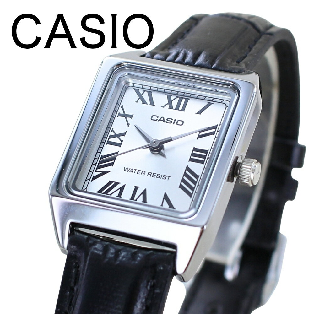 カシオ CASIO 腕時計 レディース 収納ケース付き チープカシオ チプカシ スクエア 革ベルト ブラック ..