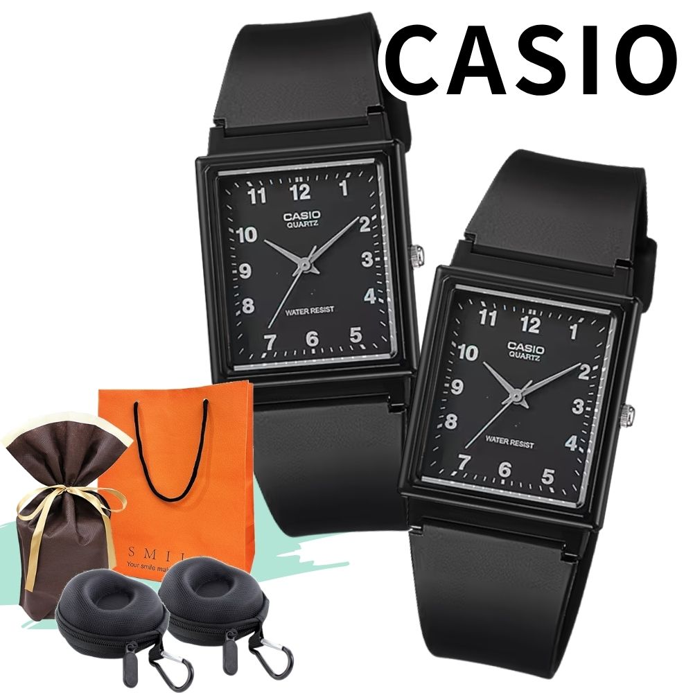 ラッピング済 ギフトセット ペアウォッチ カシオ 腕時計 収納ケース付き チプカシ スクエア シンプル アナログ ブラック メンズ レディース カップル ペアセ...