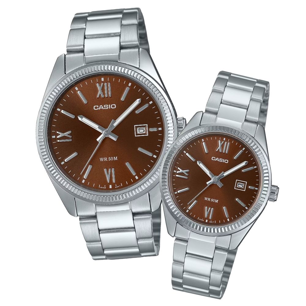 海外限定 ペアウォッチ カシオ 腕時計 カップル ペアセット ブラウン シルバー メンズ レディース シンプル 軽量 ステンレス 誕生日 記念日 プレゼント ギフト ペア腕時計 CASIO 海外モデル ランキング お祝い