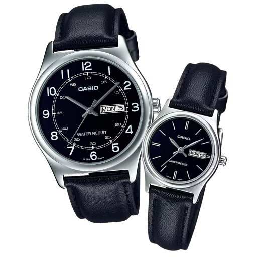 日本未発売 ペアウォッチ カシオ 腕時計 カップル ペアセット ブラック 革ベルト メンズ レディース シンプル 軽量 誕生日 記念日 プレゼント ギフト ペア腕時計 CASIO 海外限定モデル クリスマスプレゼント ランキング お祝い
