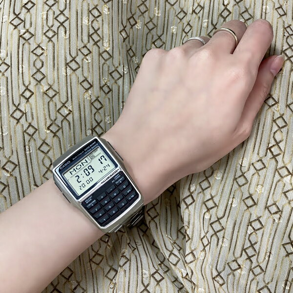オシャレ デジタル カシオ 腕時計 手表 お揃い ペアウォッチ データバンク スタンダード メンズ 父の日 レディース 母の日 時計 チプカシ テレメモ 多機能 軽量 防水 レトロ シルバー ブレスウォッチ ランキング お祝い