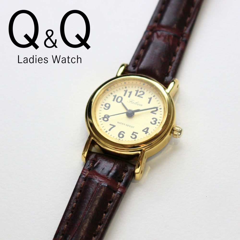 乐天商城 - シチズン Q&Q 腕時計 レディース ゴールド ブラウン レザーベルト クオーツ シンプル 見やすい アナログ ウォッチ ブランド ギフト プレゼント 母 妻 彼女 女友達 誕生日 記念日 成人 卒業 入学