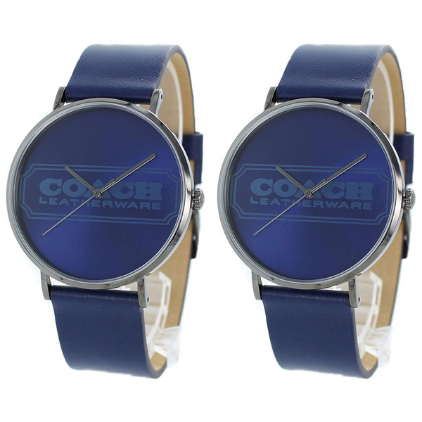ペアギフト 贈り物 プレゼント ユニセックス 男女兼用 シェア 同じサイズ ペア ウォッチ 腕時計 手表 メンズ 父の日 レディース 母の日 コーチ ネイビー レザー 革ベルト ランキング お祝い