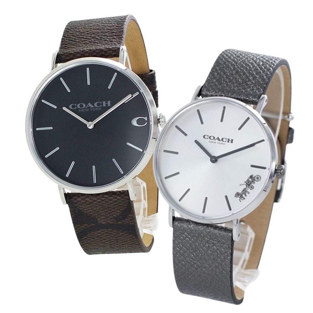 ブランド 紙袋 ショッパー付き コーチ ペアウォッチ 腕時計 手表 2本セット 大人 ブラック シルバー おしゃれレザー 革 1460215614503155 カップル 男女 ペアセット 誕生日 ギフト クリスマスプレゼント ランキング お祝い