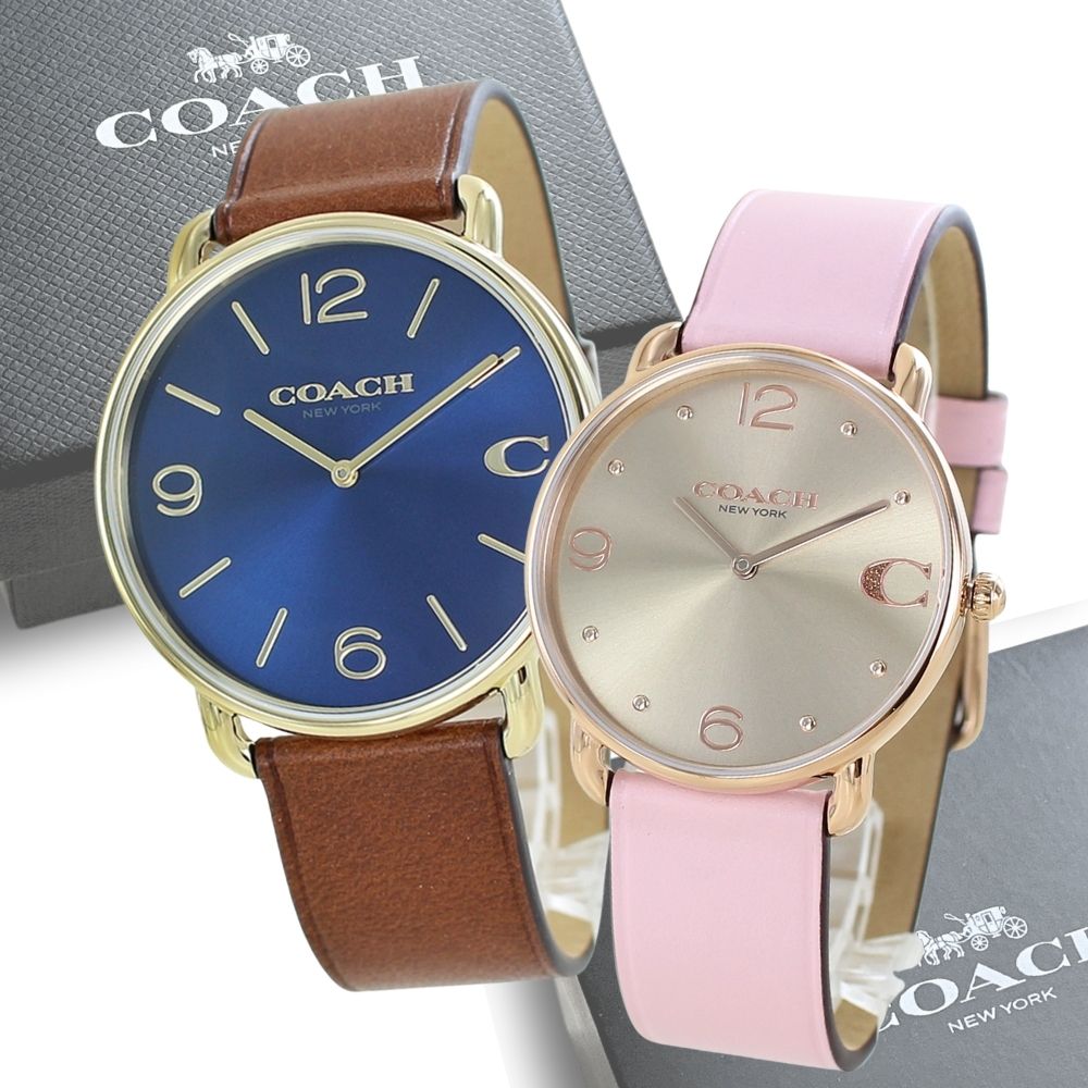 ペアウォッチ コーチ ペア お揃い カップル ペア腕時計 メンズ レディース シンプル 革ベルト ブラウン ライトピンク 夫婦 両親 結婚祝い 誕生日 結婚記念日 ペアギフト おすすめ 卒業 入学 お祝い