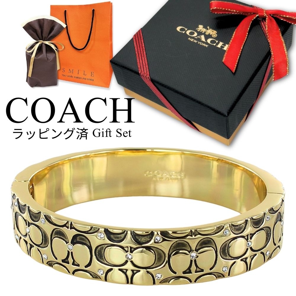 ラッピング済 ギフトセット コーチ バングル ブレスレット レディース ブランド Cロゴ ゴールド 上品 高級感 大人 女性 プレゼント ギフト おしゃれ シン...