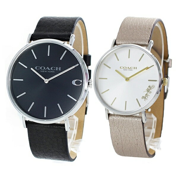 ブランド 紙袋 ショッパー付き コーチ ペアウォッチ 腕時計 手表 2本セット 大人 スリム シンプル ブラック メタリックレザー 1460214914503157 カップル 男女 ペアセット 誕生日 ギフト 合格 社会人 記念日 クリスマスプレゼント ランキング お祝い
