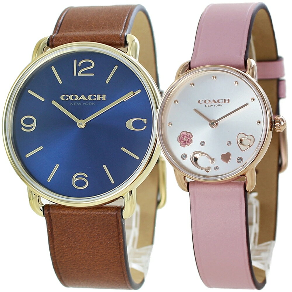 コーチ ペアウォッチ ショッパー付き ペア腕時計 革ベルト エリオット ブラウン ピンク 夫婦 カップル 両親 夫 妻 結婚記念日 結婚祝い サプライズ ペアギフト 誕生日プレゼント 男性 女性 ポイント消化 ランキング お祝い
