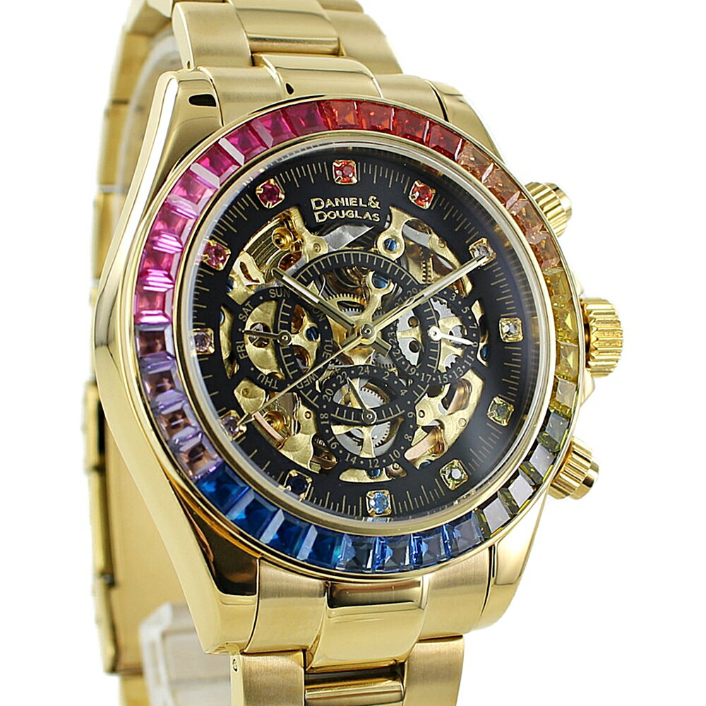 腕時計 メンズ 機械式腕時計 ダニエルアンドダグラス 自動巻き スケルトン オート ゴールド ステンレス 男性 誕生日プレゼント 結婚記念日 夫 父親 電池交換不要 クリスマスプレゼント ランキング お祝い