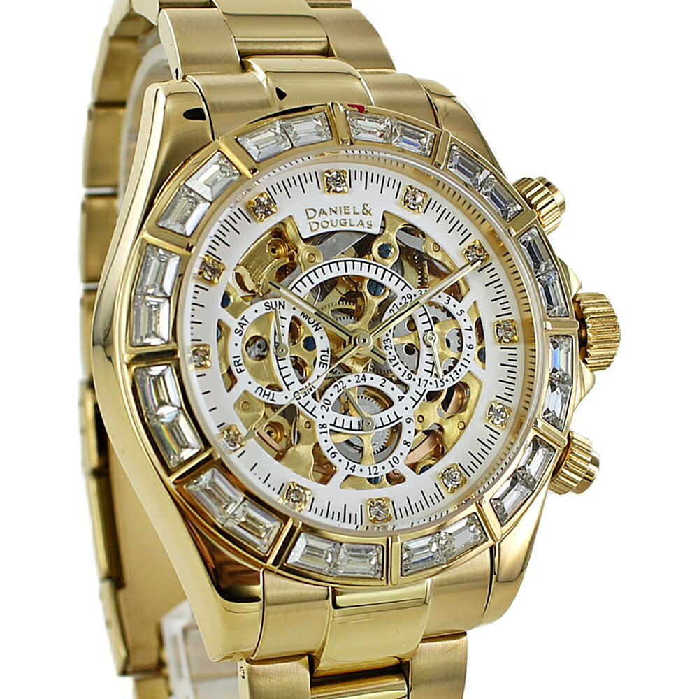 腕時計 メンズ 父の日 機械式腕時計 ダニエルアンドダグラス 自動巻き スケルトン オート ゴールド ステンレス 男性 誕生日プレゼント 結婚記念日 夫 父親 電池交換不要 ランキング お祝い