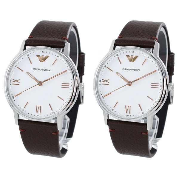 ペア収納BOX付き！エンポリオアルマーニ ペアウォッチ 同じサイズ 2本セット シェア KAPPA カッパ 茶 ブラウン レザー AR11173AR11173 カップル 男女 ペアセット 誕生日 ギフト クリスマスプレゼント ランキング お祝い