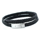 エンポリオアルマーニ ジュエリー ファッション アクセサリー BRACELET 2重巻き 二重巻き ブレスレット ブラック シルバー レザー EGS217604...