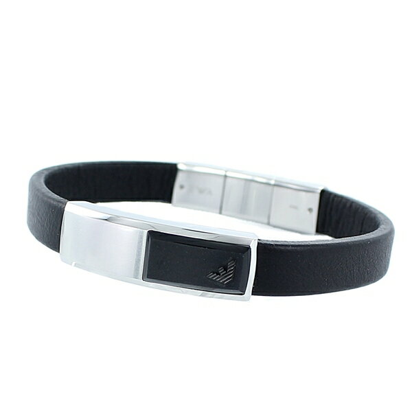 エンポリオアルマーニ ジュエリー ファッション アクセサリー BRACELET ブレスレット ブラック×シルバー レザー EGS2288040 男性 女性 小物...