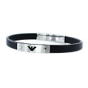 エンポリオアルマーニ ジュエリー ファッション アクセサリー BRACELET ブレスレット ブラック×シルバー レザー 革 EGS2411040 男性 女性 ...