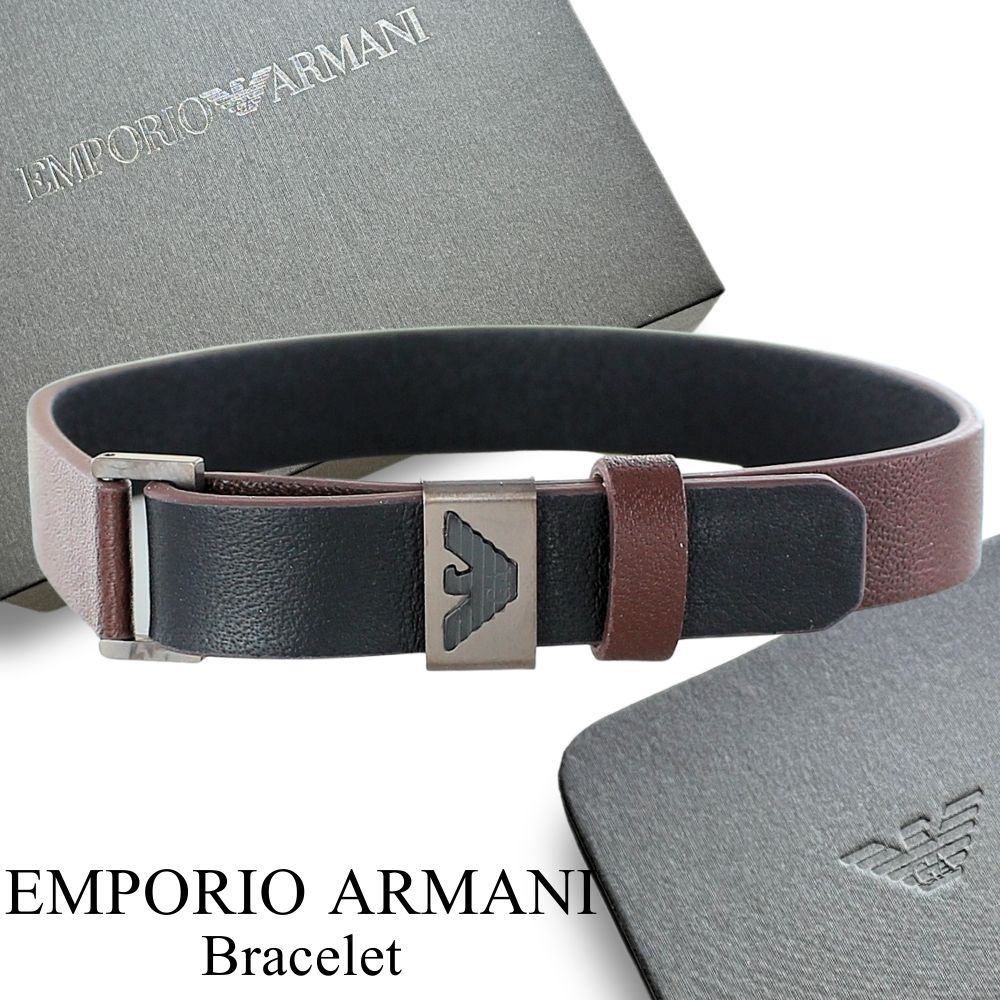 エンポリオアルマーニ レザーブレスレット 革 ブレスレット メンズ レディース シンプル ブラウン おしゃれ イーグル ロゴ ユニセックス アクセサリー 彼氏 ...