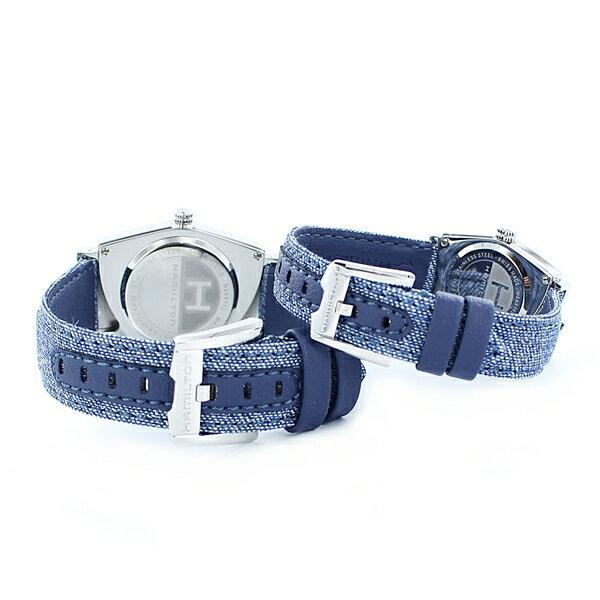 【ペア腕時計BOXプレゼント！】ハミルトン 時計 ペアウォッチ VENTURA ベンチュラデニム 2本セット シルバーケース デニムレザー ブルー H24411941H24211941 ビジネス ペアセット カップル 男女 時計 誕生日 ギフト お洒落 ランキング お祝い