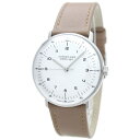 Junghans ユンハンス 時計 メンズ 腕時計 MAX BILL HANDWIND マックスビル ハンドワインド 手巻き シルバー文字盤 ベージュレザー 027/3701.00 ビジネス 男性 ブランド 時計 誕生日 お祝い クリスマスプレゼント ギフト お洒落