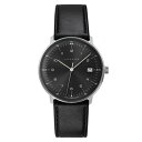 Junghans ユンハンス 時計 メンズ 腕時計 MAX BILL QUARZ マックスビル クオーツ ブラック文字盤 ブラックレザー 041/4462.00 ビジネス 男性 ブランド 時計 誕生日 お祝い クリスマスプレゼント ギフト お洒落