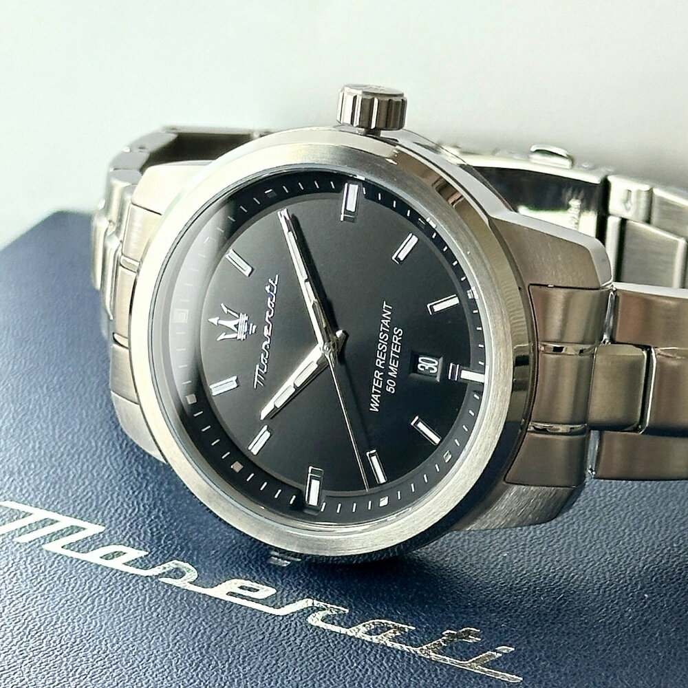 正規品 純正ショッパー付き マセラティ 腕時計 メンズ ブラック×シルバー ステンレス シンプル 高級感 プレゼント ビジネス カジュアル ブランド ウォッチ 男性 誕生日 記念日 ギフト ランキング お祝い