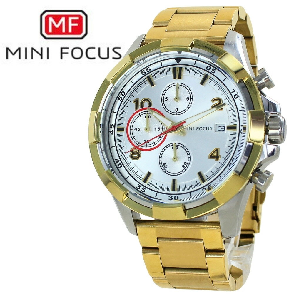 OMEGA - 正規品 MINI FOCUS メンズ腕時計 クロノグラフ クォーツ 日付表示 ステンレスバンド かっこいい 腕時計 手表 メンズ ゴールド シルバー 高級感 おしゃれ ビジネス カジュアル 誕生日 プレゼント 男性 旦那 彼氏 ギフト 就職祝い 成人 卒業 入学